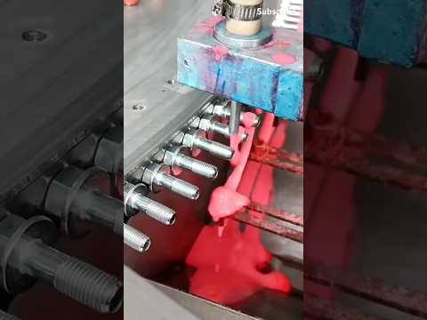 The process of spraying anaerobic adhesive on bolts #tools #automation #technology